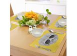 Tovagliette Abakuhaus Con Bradipo, Animale Hipster Della Giungla Con Occhiali Da Sole, Espressione Divertente, Stampa Con Personaggi Simpatici, Stampa Digitale Su Tessuto Lavabile, Decorazione Da Tavola Per La Cucina, Giallo Grigio