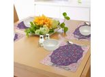 Abakuhaus Tovagliette Mandala Viola, Tema Astratto Floreale Cosmico Iconico Orientale Petalo Essenza, Tiscjdeco In Tessuto Resistente Al Lavaggio Per Sala Da Pranzo E Cucina, Rosa Chiaro Magenta Crema