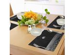 Tovagliette Abakuhaus Terra, Pianeta Terra, Come Visto Dalla Luna, Dallo Spazio, Dalla Via Lattea, Dal Tranquillo Cielo Notturno, Dalla Galassia, Tiscjdeco In Tessuto Resistente Al Lavaggio Per La Sala Da Pranzo E La Cucina, Nero Grigio Blu