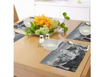 Abakuhaus Tovagliette Bianche E Nere, Vista Spettacolare Sulle Montagne Dell'himalaya, Paesaggio, Viaggi, Tiscjdeco In Tessuto Resistente Ai Colori Per La Sala Da Pranzo E La Cucina, Bianco, Nero, Grigio