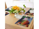 Tovagliette Artistiche Abakuhaus, Fantasia Digitale Con Un Uccellino Che Beve Il Nettare Dai Fiori, Grafica Frattale, Tiscjdeco In Tessuto Resistente Ai Colori Per La Sala Da Pranzo E La Cucina, Multicolore