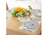 Tovagliette Abakuhaus Hamsa, Antica Mano Di Fatima Con Graziosi Fiori Di Loto Tema Kabbalah Mehndi Artwork, Tiscjdeco In Tessuto Resistente Al Colore Per La Sala Da Pranzo E La Cucina, Bianco Nero