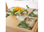Tovagliette Abakuhaus Con Motivo Vegetale, Rametti Di Luppolo Su Una Vecchia Tavola Di Legno Rotta Luppolo Fresco Appena Raccolto, Stampa Digitale Su Tessuto Lavabile Decorazione Da Tavola Cucina, Verde Avocado Marrone
