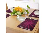 Tovagliette Abakuhaus Rosa, Disegno Astratto A Raggi Luminosi, Linee Radiali, Barre Colorate Vivaci, Futuristiche, Tiscjdeco In Tessuto Resistente Al Lavaggio Per La Sala Da Pranzo E La Cucina, Colori Fucsia, Viola, Rosa