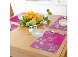 Tovagliette Abakuhaus Rosa, Vivace Composizione Floreale Su Sfondo Rosa Astratto, Design Moderno, Decorazione Da Tavola In Tessuto Resistente Al Lavaggio Per Sala Da Pranzo E Cucina, Rosa Bianco