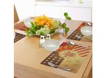 Tovagliette Abakuhaus Detroit, Storico Simbolo Della Città Di Detroit, Stampa Con Emblema Vintage Rusty Looking, Tiscjdeco In Tessuto Resistente Ai Colori Per La Sala Da Pranzo E La Cucina, Multicolore