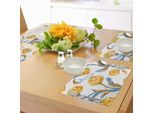 Tovagliette Abakuhaus Con Motivo Di Carciofi, Verdure Astratte Colorate In Stile Art Nouveau Con Disegno Acquerellato, Decorazioni Da Tavola In Tessuto Resistente Al Lavaggio Per La Sala Da Pranzo E La Cucina, Marrone, Giallo E Azzurro.