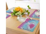 Tovagliette Abakuhaus Rosa, Chitarra Rosa Su Sfondo Colorato Vibrante - Stampa Astratta A Tema Musicale, Tovaglietta Decorativa In Tessuto Resistente Ai Colori Per La Sala Da Pranzo E La Cucina, Rosa Acquamarina