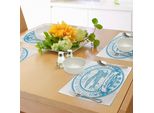 Tovagliette Abakuhaus Con Motivi Aeroplani E Vendemmia, Parole Relative Al Polo Sud E All'antartide In Stile Retrò, Timbro Blu, Aeroplani Sporchi, Tiscjdeco In Tessuto Resistente Al Lavaggio Per La Sala Da Pranzo E La Cucina, Azzurro Cielo E Bianco.