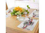 Abakuhaus Tovagliette Mondo, Terra Pianeta E Orbita Con Bandiere Nazionali Composizione Internazionale Con Paesi, Tiscjdeco In Tessuto Resistente Al Colore Per La Sala Da Pranzo E La Cucina, Multicolore