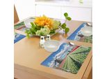 Tovagliette Abakuhaus Windmill, Vibrant Flowering Meadow Farmland Scenic Cloudy Sky Netherlands Heritage, Tiscjdeco In Tessuto Resistente Al Lavaggio Per Sala Da Pranzo E Cucina, Multicolore