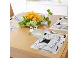 Abakuhaus Tacchi E Abiti Tovagliette, Abiti Classici Vecchio Stile, Cappelli A Strisce Floreali, Borsellini, Collane, Tiscjdeco In Tessuto Resistente Al Lavaggio Per La Sala Da Pranzo E La Cucina, Grigio Antracite Bianco