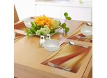 Abakuhaus Tovagliette Arancioni E Gialle, Colori Chiari Astratti In Composizioni Ondulate, Curve Romantiche E Fantasiose, Tiscjdeco In Tessuto Resistente Ai Colori Per La Sala Da Pranzo E La Cucina, Arancione Giallo