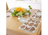 Tovagliette Abakuhaus Con Motivo Lebkuchenmann, Grafica Lebkuchen Biscotti Allo Zucchero Con Pois Colorati E Caramelle, Decorazione Da Tavola In Tessuto Resistente Al Lavaggio Per Sala Da Pranzo E Cucina, Multicolore Marrone