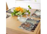 Tovagliette Abakuhaus Tiger, Large Felino In Uno Stato Tranquillo Con Sfondo Sfocato Immagine Ravvicinata Di Un Animale, Tiscjdeco In Tessuto Resistente Al Lavaggio Per La Sala Da Pranzo E La Cucina, Multicolore Arancione
