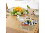 Tovagliette Artistiche Abakuhaus, Cerchi E Triangoli Stilizzati In Stile Astratto Geometrico Con Strisce Colorate Dal Design Psichedelico, Tiscjdeco In Tessuto Resistente Al Lavaggio Per La Sala Da Pranzo E La Cucina, Multicolore