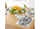 Abakuhaus Cavalca L'onda Tovagliette, West Coast California Stati Uniti D'america Grunge Vintage Stampa Timbro, Tiscjdeco In Tessuto Resistente Al Colore Per La Sala Da Pranzo E La Cucina, Bianco Grigio