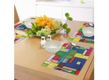 Tovagliette Artistiche Abakuhaus, Forme Geometriche Vivaci Costruite In Stile Mondrian, Quadrati Cubici, Linee, Tiscjdeco In Tessuto Resistente Al Lavaggio Per La Sala Da Pranzo E La Cucina, Multicolore