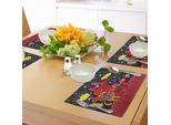 Tovagliette Indie Abakuhaus, Tema Monster City, Personaggi Divertenti Con Scritte, Fiori, Cuori E Stelle, Decorazioni Da Tavola In Tessuto Resistente Ai Colori Per La Sala Da Pranzo E La Cucina, Multicolore