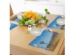 Tovagliette Abakuhaus Windmill, Flinders Si Estende Sulle Montagne Dell'australia Meridionale, Terra Arida In Estate, Tiscjdeco In Tessuto Resistente Al Colore Per La Sala Da Pranzo E La Cucina, Marrone, Giallo E Azzurro
