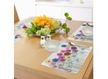Abakuhaus Tovagliette Con Fiori Di Anemone, Gruppo Di Fiori Colorati Su Un Campo Fiorito Di Rami In Tema Estivo, Tiscjdeco In Tessuto Resistente Al Colore Per La Sala Da Pranzo E La Cucina, Multicolore