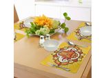 Tovagliette Abakuhaus Hamsa, Design Etnico Ispirato Al Sole, Tema Aura Energy Yoga Mantra Con Ornamenti, Tiscjdeco In Tessuto Resistente Al Lavaggio Per La Sala Da Pranzo E La Cucina, Arancione Giallo Marrone