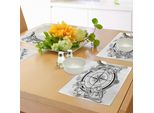 Abakuhaus Tovagliette Con Bussola, Dispositivo Di Navigazione, Razzi Di Segnalazione, Vela, Vita Marina, Rosa Dei Venti, Opera D'arte, Tiscjdeco In Tessuto Resistente Al Colore Per La Sala Da Pranzo E La Cucina, Bianco E Nero