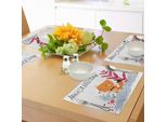 Tovagliette Abakuhaus Fuchs, Grazioso Motivo Geometrico Primaverile Con Simpatico Volpacchiotto, Con Simpatici Puntini Colorati, Tessuto Lavabile E Resistente Al Lavaggio, Per Sala Da Pranzo E Cucina, Multicolore.