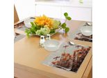 Tovagliette Abakuhaus Con Motivo A Triangoli Geometrici In Stile Retrò, Nuvole E Aerei, Tiscjdeco In Tessuto Resistente Al Lavaggio Per Sala Da Pranzo E Cucina, Multicolore