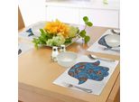 Tovagliette Abakuhaus Hamsa, Simbolo Di Protezione Con Motivo Paisley Riccio Amuleto Vintage Occhio Che Tutto Vede, Decorazione Da Tavola In Tessuto Resistente Al Lavaggio Per La Sala Da Pranzo E La Cucina, Rosso Cinabro Marrone Blu