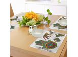 Tovagliette Abakuhaus Hamsa, Figure Dipinte A Mano In Stile Mehndi Scimmia, Stella Marocchina Hamsa, Mano E Uccelli Pavone, Tiscjdeco In Tessuto Resistente Ai Colori Per La Sala Da Pranzo E La Cucina, Multicolore