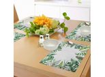 Tovagliette Abakuhaus Con Motivi Vegetali, Interessante Immagine A Tema Giungla Con Foglie E Un'apertura Verso Il Cielo Arte Esotica, Tessuto Lavabile Decorazione Per Tavolo Da Pranzo E Da Cucina Stampa Digitale, Verde Felce