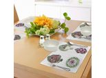 Tovagliette Abakuhaus Con Carciofi, Verdure Da Diverse Angolazioni Agricoltura Dieta Cibo Set Acquerello, Tiscjdeco In Tessuto Resistente Al Colore Per La Sala Da Pranzo E La Cucina, Verde Felce E Magenta