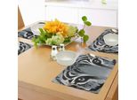 Tovagliette Abakuhaus, Tigre Dagli Occhi Penetranti Illustrazione Monocromatica Di Animali Selvatici Felidae Carnivori, Tiscjdeco In Tessuto Resistente Ai Colori Per La Sala Da Pranzo E La Cucina, Bianco Nero Grigio