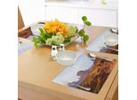 Abakuhaus Tovagliette WüSte, Monument Valley Vista Dal Punto Di John Ford Merritt Butte Sandstone Immagine, Tiscjdeco In Tessuto Resistente Al Colore Per La Sala Da Pranzo E La Cucina, Baby Blue Amber Purple