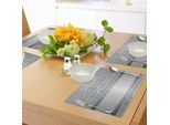 Tovagliette Abakuhaus In Damasco, Damasco Barocco Con Motivi Floreali In Stile Rococò, Design Rinascimentale, Tovaglietta Decorativa In Tessuto Resistente Al Lavaggio Per Sala Da Pranzo E Cucina, Grigio Chiaro