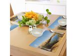 Abakuhaus Tovagliette Desertiche, Oasi Idilliaca Awbari Sabbia Mare Sahara Libia Stagno Lush Arid Country, Tiscjdeco In Tessuto Resistente Al Lavaggio Per La Sala Da Pranzo E La Cucina, Marrone Sabbia Azzurro Verde