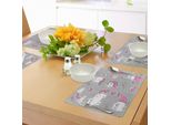 Abakuhaus Tovagliette Unicorno Gatto, Simpatico Gatto Unicorno E Sirena Pesci Bolle Cuori Tema Subacqueo, Tiscjdeco In Tessuto Resistente Al Lavaggio Per Sala Da Pranzo E Cucina, Rosa Chiaro Bianco Grigio