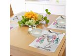 Abakuhaus Tovagliette Anchor, Fiori Primaverili Acquerellati E Piume Su Un'ancora Stilizzata, Decorazioni Da Tavola In Tessuto Resistente Al Lavaggio Per La Sala Da Pranzo E La Cucina, Turchese, Rosa Chiaro, Marrone.