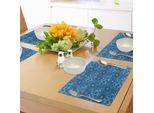 Tovagliette Abakuhaus Luau, Ispirate Alla Natura Polinesiana, Motivo Blue Art Con Motivi Floreali E Volute, Tiscjdeco In Tessuto Resistente Al Lavaggio Per La Sala Da Pranzo E La Cucina, Blu Petrolio Blu Scuro