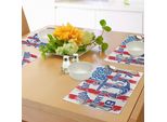 Abakuhaus Tovagliette Anchor, Design Vintage Con Ancora E Corda Su Bandiera Americana Grungy, Anima Dell'arte Marinara, Tiscjdeco In Tessuto Resistente Al Lavaggio Per Sala Da Pranzo E Cucina, Bianco Blu Rosso