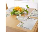 Tovagliette Acquerellate Abakuhaus, Melo Che Fiorisce Romanticamente In Primavera, Tiscjdeco In Tessuto Resistente Al Colore Per La Sala Da Pranzo E La Cucina, Rosa Chiaro Verde