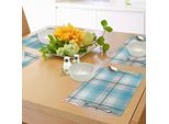 Abakuhaus Tovagliette A Quadri, Motivo A Quadri Bianco Pastello E Blu Con Strisce Rosa Design Estivo Fresco, Tiscjdeco In Tessuto Resistente Al Lavaggio Per La Sala Da Pranzo E La Cucina, Turchese Rosa Acquamarina