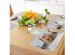 Tovagliette Abakuhaus Yorkie, Yorkshire Terrier Sdraiato Con Grazioso Fiocco Yorkie Ritratto D'amore Di Un Cane, Tessuto Lavabile Decorazione Per Tavolo Da Pranzo Cucina Stampa Digitale, Marrone Sabbia