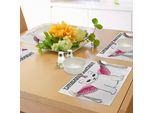 Abakuhaus Tovagliette Unicorno Gatto, Tema Fantasia Urbana Gatto Con Ali Rosa E Corno Vintage Finzione Arte, Sottobicchieri In Tessuto Lavabile Decorazione Da Tavola Con Stampa, Nero Rosa