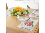 Tovagliette Acquerellate Abakuhaus, Peonie Rosa Con Foglie Verde Intenso Ecologia Rigogliosa Bouquet Ispirato Alla Natura, Decorazione Da Tavola In Tessuto Resistente Al Lavaggio Per Sala Da Pranzo E Cucina, Verde Rosa