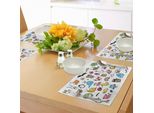 Abakuhaus Tovagliette Gekritzel, Collezione Di Animali In Stile Cartone Animato Disegnati In Modo Accattivante Per I Bambini, Simpatici E Adorabili, Tiscjdeco In Tessuto Resistente Ai Colori Per La Sala Da Pranzo E La Cucina, Multicolore