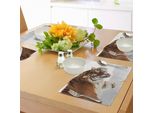 Tovagliette Abakuhaus Tiger, Panthera Tigris Altaica Immagine Ravvicinata Con Sfondo Innevato Foto Angry Hunter, Tiscjdeco In Tessuto Resistente Ai Colori Per La Sala Da Pranzo E La Cucina, Marrone Chiaro
