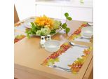 Abakuhaus Tovagliette In Sorbo, Design Autunnale Con Bacche Di Sorbo E Foglie Secche, Tiscjdeco In Tessuto Resistente Al Lavaggio Per La Sala Da Pranzo E La Cucina, Verde Lime Arancione Giallo