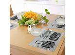 Abakuhaus Tovagliette Avventura, Preparare Le Valigie E Partire Per Un Viaggio Intorno Al Mondo E Divertirsi Tema Stampa Artistica, Tiscjdeco In Tessuto Resistente Ai Colori Per La Sala Da Pranzo E La Cucina, Bianco Nero